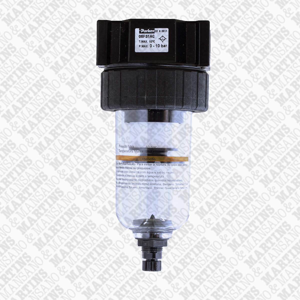 06F31AC - Filtro série 06F, elemento 40 microns R 1/2" NPT e copo com dreno manual