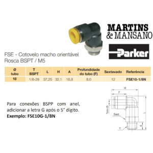 FSE10G1/8 - Conexão 90° para tubo de 10 mm R 1/8" BSPP