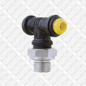 FST06G1/4 - Conexão em T para tubo de 6 mm com rosca central de 1/4" BSPP