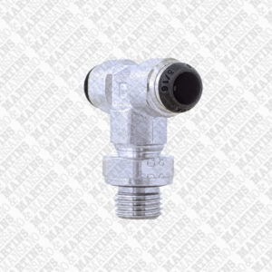 FST08G1/4 - Conexão em T para tubo de 8 mm com rosca central de 1/4" BSPP