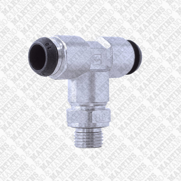 FST10G1/4 - Conexão em T para tubo de 10 mm com rosca central de 1/4" BSPP