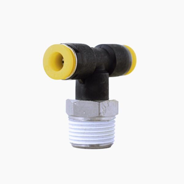 FST063/8N - Conexão em T para tubo de 6 mm com rosca central de 3/8" BSPT