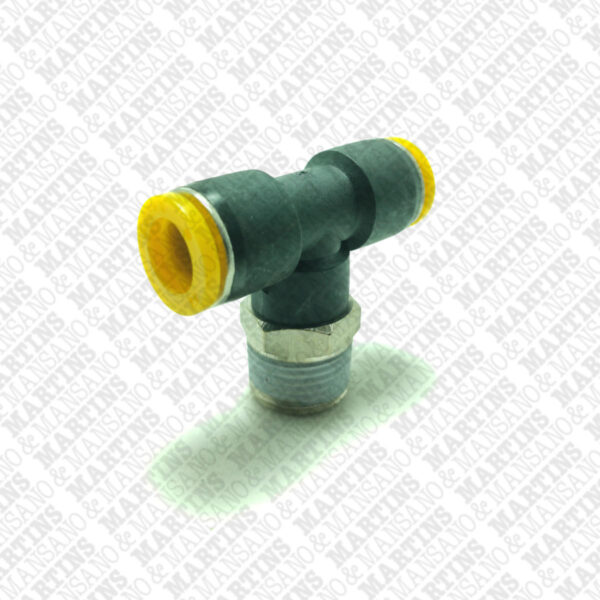 FST121/2N - Conexão em T para tubo de 12 mm com rosca central de 1/2" BSPT