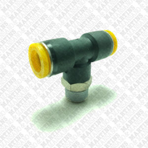 FST123/8N - Conexão em T para tubo de 12 mm com rosca central de 3/8" BSPT